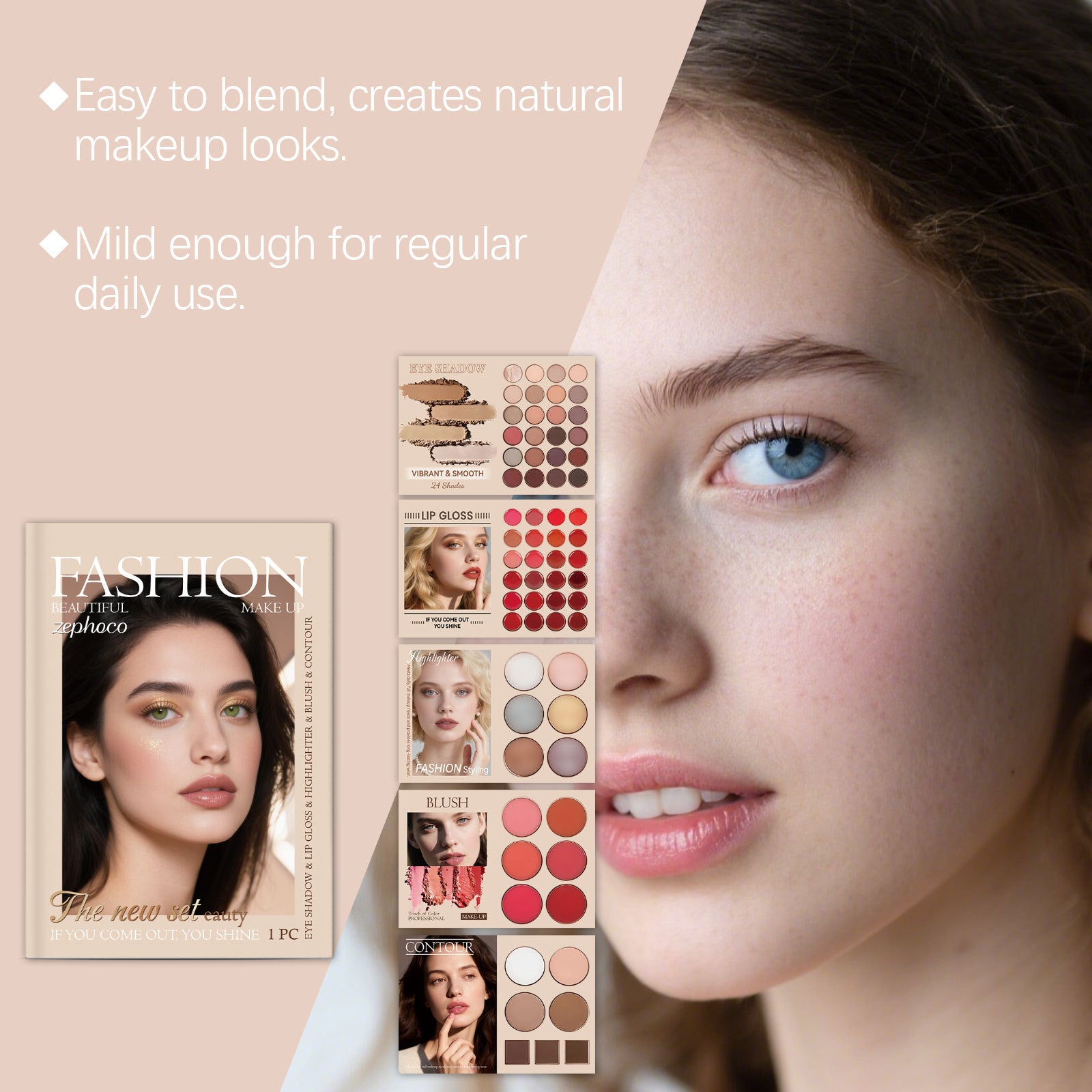Stylish Makeup Set With Natural Vibrant Colors For The Face